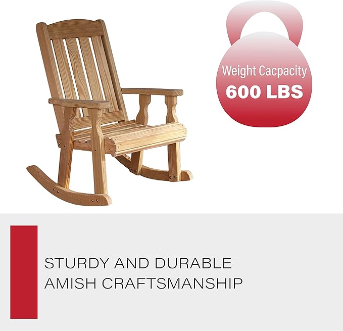 Amish Heavy Duty 600 Lb Mission Pressure Treated Rocking Chair (Unfinished)