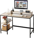 47-inch Computer Desk with Storage Shelf - Gray Ideal Gaming Desk for Bedrooms Small Spaces and Home Offices Modern Writing Desk for PCs.