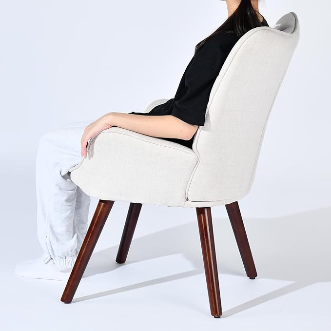 Homy Casa Accent Chair - Modern Upholstered Arm Chair with Comfortable Padded Seat High Backrest and Wooden Legs - Lounge Chair for Living Room Bedroom or Mid-Century Modern Décor