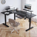 Radlove 63-Inch Large Electric Height Adjustable Computer L-Shaped Desk with Memory Controller Corner Standing Desk Modern Workstation with Splice Board Ergonomic Desk (Black Frame + Black Top)