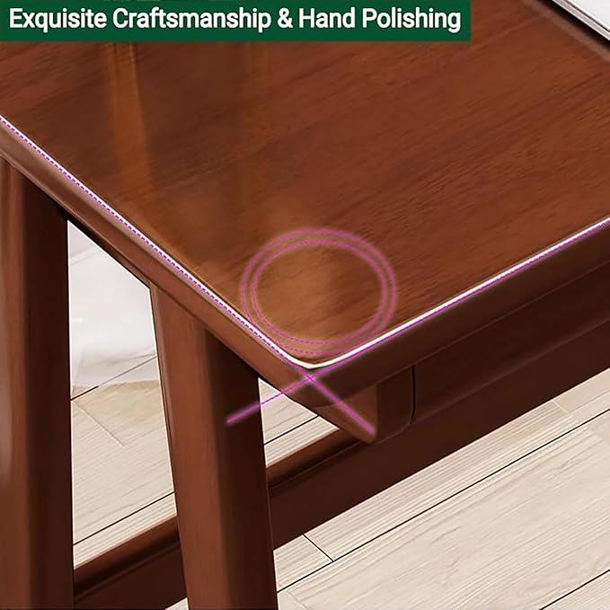 Solid Wood Computer Desk with DrawersModern Home Office DeskWooden Writing Desk Curved Table Top Study Table(47inch White)