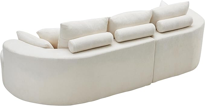 Christopher Knight Home Carden 106 Curved Modular Sectional Sofa Comfy Sofa Couch with Chaise Lounge Modern Cloud Couch with Deep Seat Fabric Upholstered Seating Set for Living Room Bedroom White