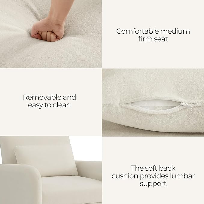 CHITA Sleeper Chair 3-in-1 Pull Out Convertible Single Sofa Bed with Adjustable Backrest Chenille Chaise Lounge Chair for Living Room Bedroom &amp Apartment Cream