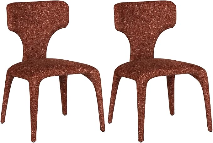 Modern Minimalist Curved Back Accent Chair - Brown Upholstered Armchair Ergonomic Design for Living Room Study Bedroom Cafe