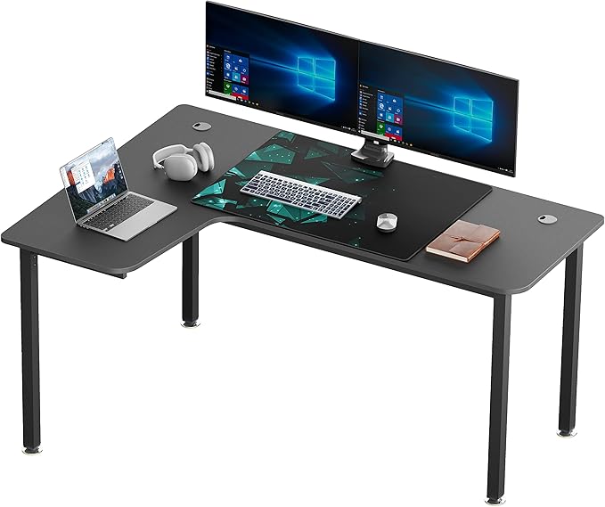 EUREKA ERGONOMIC L Shaped Gaming Desk 61 Inch Corner Computer Desk Modern Office Study Writing Desk Home Gaming Table with Mouse Pad &amp Cable Management Sturdy Metal Frame Easy to Assembly Le