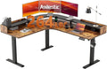 Agilestic L Shaped Standing Desk Corner Desk with Monitor Shelf Adjustable Height Gaming Table Sit Stand Up Table 63 x 55 Inch Home Office Computer Workstation Splice Board Rustic Brown