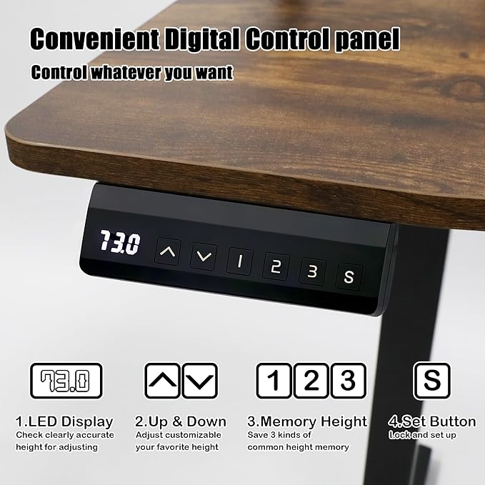 MSZ Sit &amp Standing Desk Adjustable Height Electric Sit Stand Up Down Computer Table 48x24 Inch Ergonomic Rising Modern Lift Motorized Gaming Desktop Work Home Office (Brown-Double Bookcase)