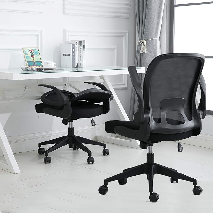IPKIG Glass Computer Desk and Chair Set Foldable Office Chair and Glass Top Computer Desk with Carbon Steel Frame Home Office Desks Computer Table Study Writing Desk Workstation for Living Room