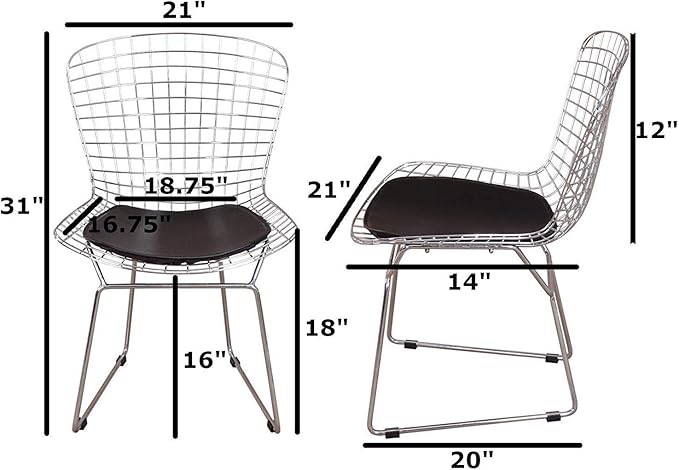 Set of 1 Replica Harry Bertoia Side Chair Black