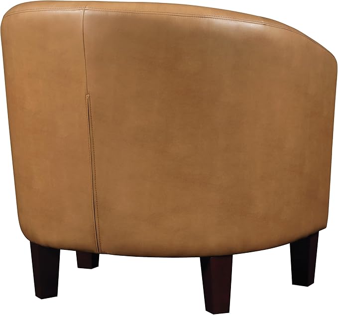 OSP Home Furnishings Ethan Tub Accent Chair with Dark Espresso Wood Legs Camel Faux Leather