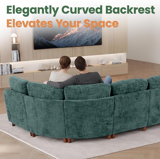 159 Inch Oversized Modular Sectional Sofa with Curved Corner Convertible U/L-Shaped Cloud Couch with Moveable SeatStorage OttomanCupholders Living Room Chenille Fabric Sofa | Breathable material