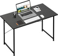 HealSmart Home Office Computer Black Small Desk Modern Simple Style PC Table with Headphone Hooks 40 Inch