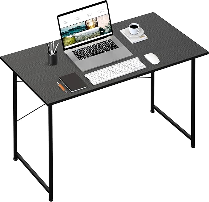 HealSmart Home Office Computer Black Small Desk Modern Simple Style PC Table with Headphone Hooks 40 Inch