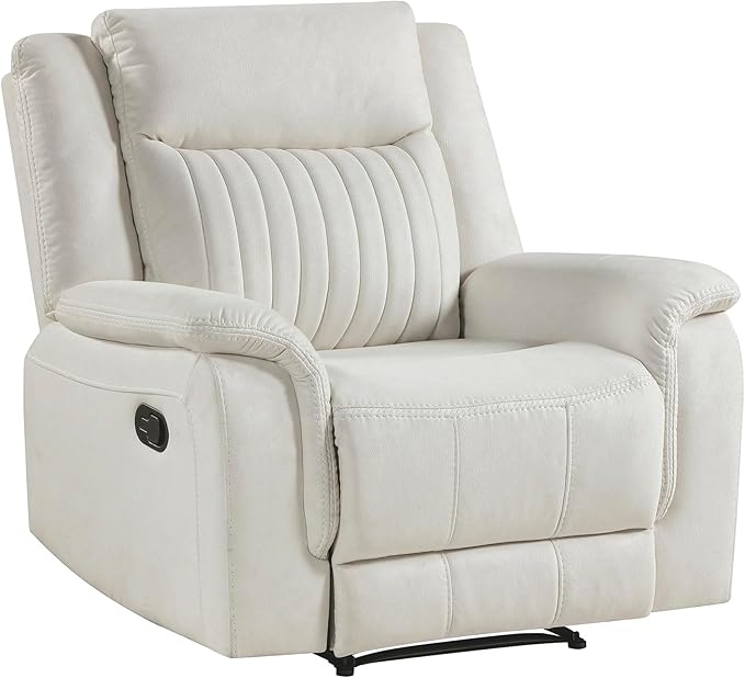 Lexicon Manual Recliner Chair Polished Microfiber Reclining Sofa Chair Home Theater Seating Wall Hugger Manual Recliner for Living Room/Office/Apartment Beige
