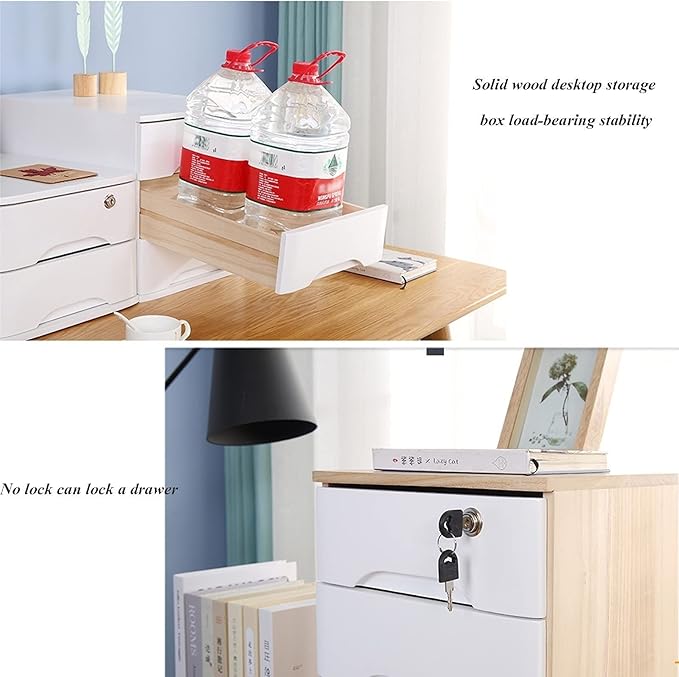 Desktop Storage Box With Drawers - Desktop File Cabinet Lockable File Cabinet Solid Wood Storage Box Drawer Desk Organizer Home Office Desk Drawer Cabinet Drawers Wooden Box (1 Drawer C)