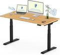 FLEXISPOT E6 Pro Oval Leg Dual Motor 3 Stages Bamboo Whole-Piece Electric Standing Desk 48x24 Inch Board Height Adjustable Electric Sit Stand Up Desk (Black Frame + Bamboo Whole-Piece Desktop)