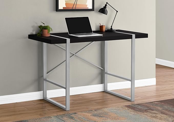 Monarch Specialties I 7664 Computer Desk Home Office Laptop 48 L Work Metal Laminate Black Grey Contemporary Modern
