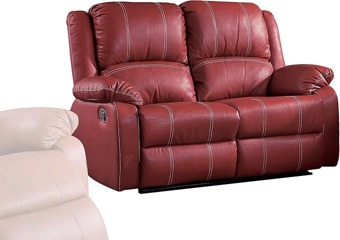 Acme Zuriel Motion Loveseat in Red Synthetic Leather