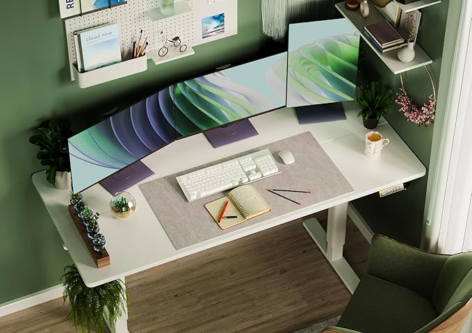 Claiks Electric Standing Desk 48x24 Inches Adjustable Height Workstation Sit Stand Home Office Desk with Splice Board White