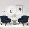 Accent Chairs Set of 2 Button-Tufted Upholstered Living Room Chairs Set of 2 Comfy Reading Chair Mid Century Modern Chairs with Linen Fabric Lounge Arm Chairs for Bedroom (Navy Blue)