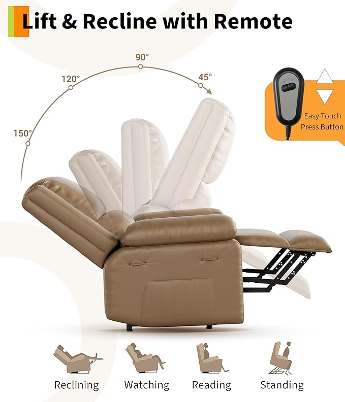 GarveeHome Power Lift Recliner Chair - Heat and Massage Electric Lift Recliner for Elderly &amp Mobility Impaired Adjustable Back and Legs Heavy Duty Lift Chair for Seniors