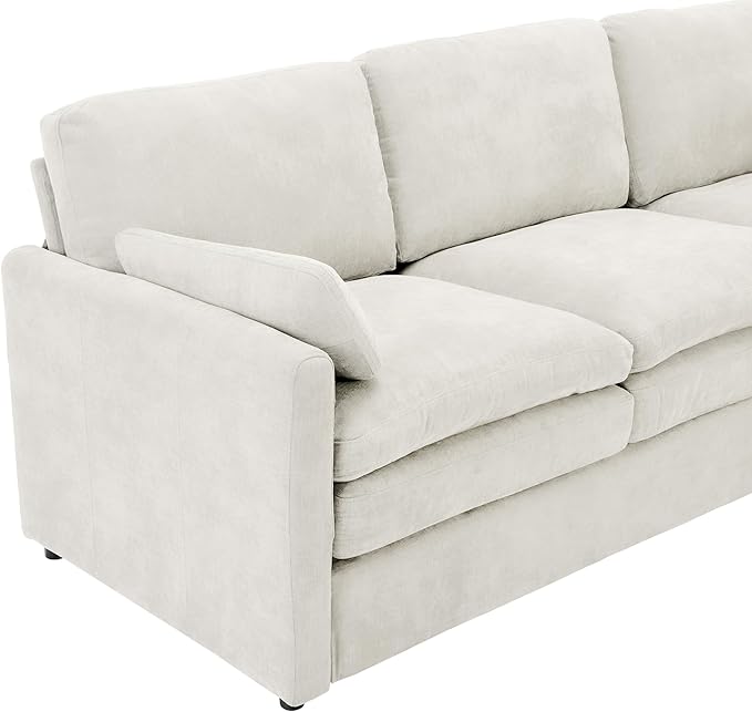 3-Piece Cozy Upholstered Sofa Set Upholstered Sofa Set with 2 Single Sofa Oversized Comfy Cloud Sofa for Living Room Office Apartment (Beige-6c)