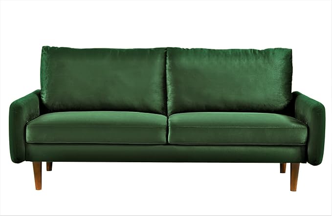 Kent Velvet Sofa for Modern Living Rooms and Compact Spaces Comfy 3 Seater Couch Studio Apartment Furniture with Sleek Design Green