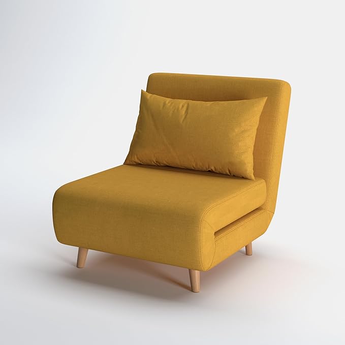 Convertible Sleeper Chair 3 in 1 Folding Single Chair Sleep Turns into Bed Sofa Bed for Adults Foldable Twin Chaise Lounge for Living Room Bedroom Sturdy Wood Frame and Easy Assembly