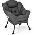 KOMFOTT Modern Accent Chair Soft Upholstered Lazy Sofa with Side Pocket &amp Armrests Single Sofa Armchair Leisure Sofa Chair for Living Room Bedroom Gray