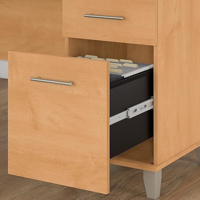 Bush Home Somerset 72W L Shaped Desk with Storage in Maple Cross 72-inch Large Corner Computer Table for Home Office Workspace
