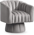 YSICK Swivel Accent Chair 360°Swivel Barrel Chair Modern Ottoman with Velvet Fabric Mid-Century Ottoman with Wide Upholstered Round Armchair for Living Room Lounge BedroomGrey