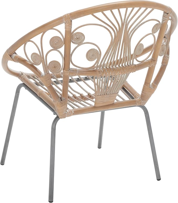 Safavieh Home Collection Carlson Grey and White Rattan Round Accent Chair