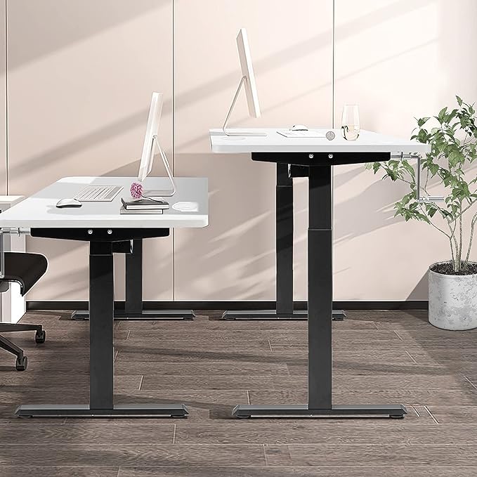 Tangkula Hand Crank Stand Up Desk Frame Manual Height Adjustable Standing Workstation with Foldable Crank Handle Cable Management Tray Headphone Hook Ergonomic Sit Stand Desk Frame for Home Office