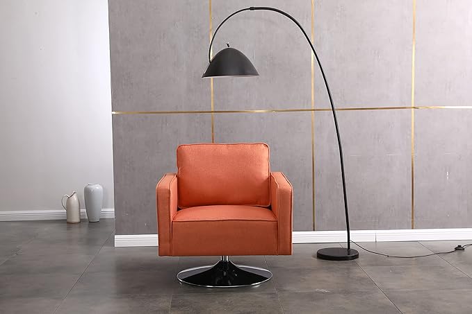 Generic Modern Linen Swivel Accent Chair Comfy Armchair with 360 Degree Swiveling for Living Room Bedroom Reading Room Home OfficeOrange