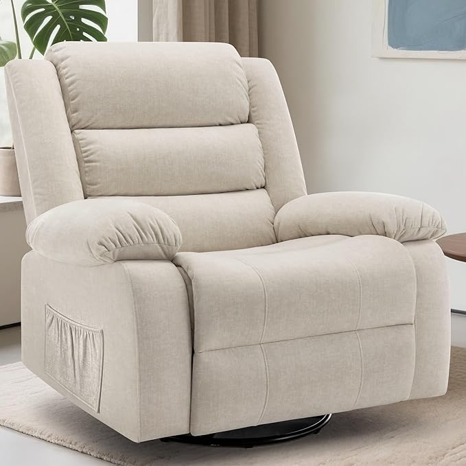 Rocker Recliner Chairs for Adults Oversized Recliner with Massage and Heating Function 360° Swivel Nursery Rocking Chairs Extra Wide Recliner Chair for Bedroom and Living Room