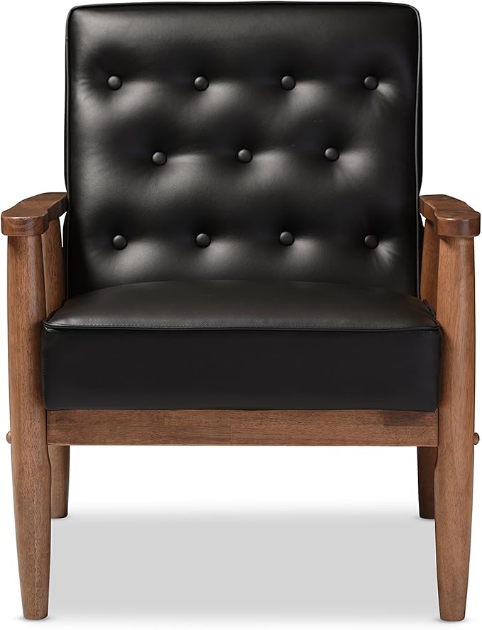 Baxton Studio BBT8013-Black Chair armchairsWood Black