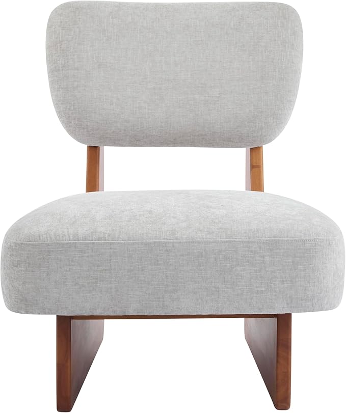 Accent Chairs Set of 2 Mid-Century Modern Chair with Polyester Upholstery Wood Base with Walnut Finish Minimalist and Stylish Accent Seating for Living Room Bedroom Balcony (Walnut+Gray)