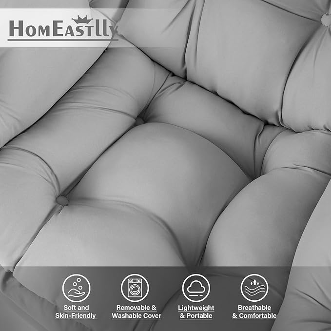 Lazy Chair with Ottoman Large Light Grey Accent Chair with Ottoman Comfy Reading Armchair Leisure Sofa Chair for Living Room Bedroom Dorm Room Office