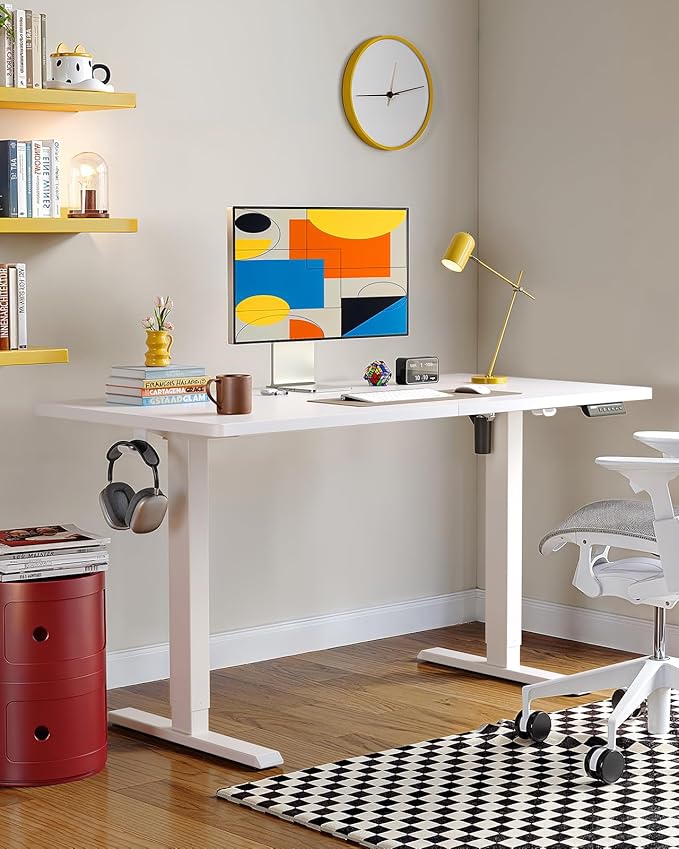 ErGear Electric Standing Desk 48 x 24 inch Height Adjustable Sit Stand Up Desk Computer Home Office Desk with 4 Memory Height Buttons Two Pieces Desktop White EGESD110W