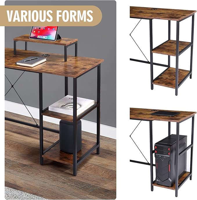 UNICOO L Shaped Desk - Corner Desk for Home Office Gaming Desk L Shape Computer Workstation Ideal Space-Saving Solution for Gamers and Professionals Sturdy and Durable Construction