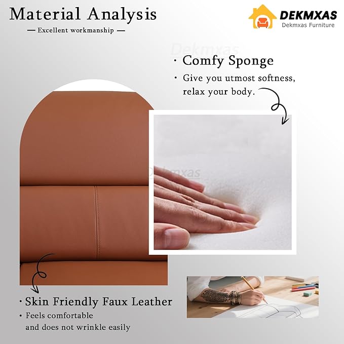 Living Room Furniture Sets 2-Piece Orange Faux Leather Sofa Couches Sofa and Chair for Bedroom Apartment Rv Car