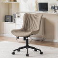 YOUNIKE Office Chair Desk Chair with Wheels Home Office Computer Task Chairs Modern Faux Leather Padded Vanity Chair Adjustable Swivel Armless Office Chairs with Back Khaki