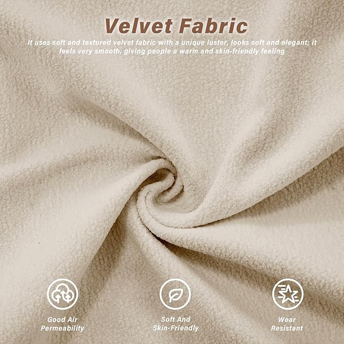 Upholstered Ottoman Footstool with Cushion for Sectional Sofa Couch 300lbs for Living RoomChenille Fabric(Light Coffee Color)