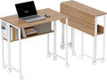 HOMCOM Small Folding Desk Rolling Computer Desk Foldable with Storage Bag and Shelf 31.5 Portable Writing Table on Wheels for Small Spaces Home Office Study Easy Assembly Natural Wood