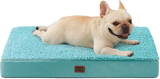 EHEYCIGA Orthopedic Medium Dog Beds for Small Dogs with Removable Washable Cover for Crate Turquoise Blue 30x20