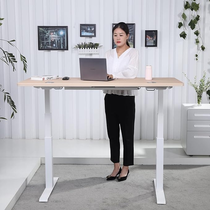 ApexDesk K Series 60 x 27 Electric Height Adjustable Standing Desk with LED Memory Controller (Light Oak)