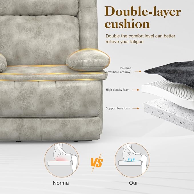 Recliner Sofa 3+1 Set Flip Middle Backrest Design 3 Seater Loveseat Reclining Sofa and Single Oversized Recliner Chair Manual Couches for Living Room/RV