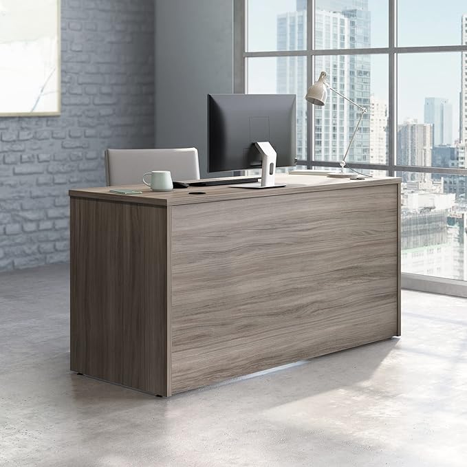 OfficeWorks by Sauder Affirm 60 X 24 Desk Shell/cred/Return Hudson Elm Finish