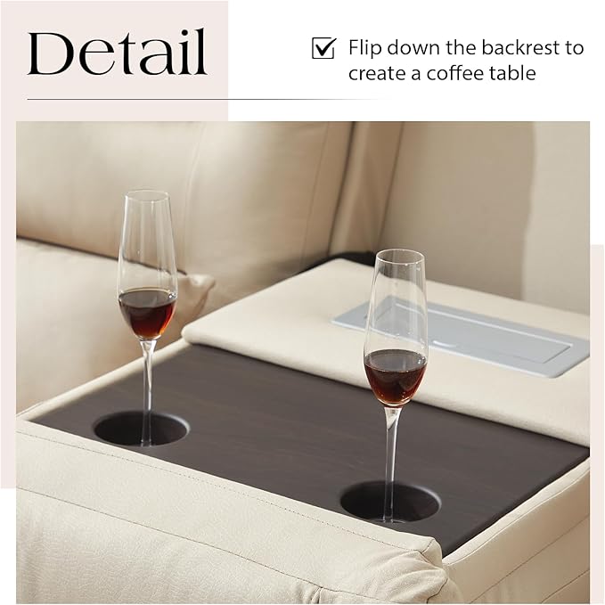 3-Seater Power Recliner Sofa Couch Flip Middle Backrest Reclining Sofa Chair for Living Room with Charging Station/Cup Holders/LED Ambient Light