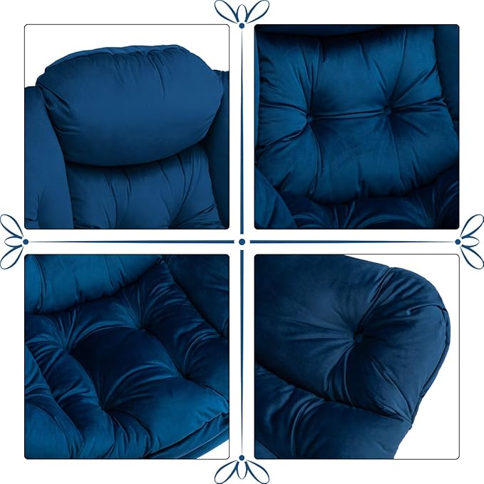 HollyHOME Lazy Chair with Armrest and Side Pocket Comfy Accent Lounge ChairLeisure Sofa Armchair for Living Room Bedroom Dorm or Small Spaces Oversized Reading Sofa ChairVelvet Royal Blue